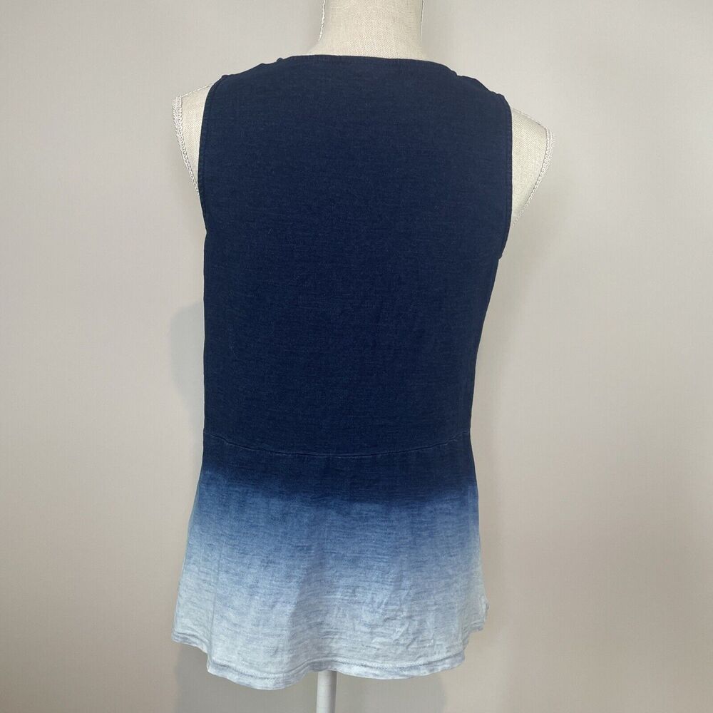 Pure Jill J.Jill Indigo Sleeveless Tank Ombre Dip Dye Casual Blue Womens Size XS - Picture 3 of 9